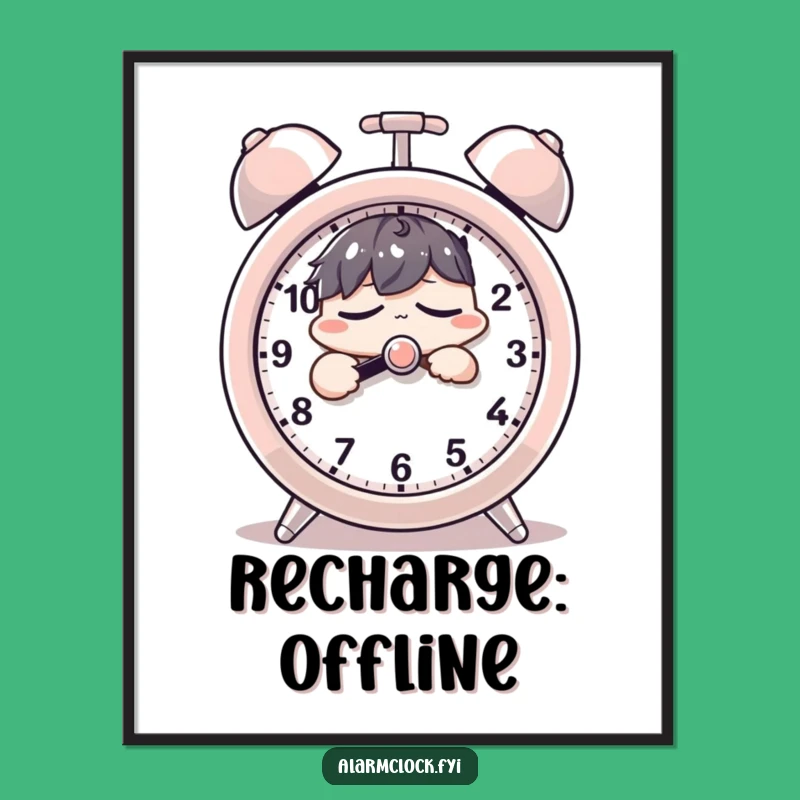 Funny Snooze Button Poster - Sleepy Character Wall Art Gift