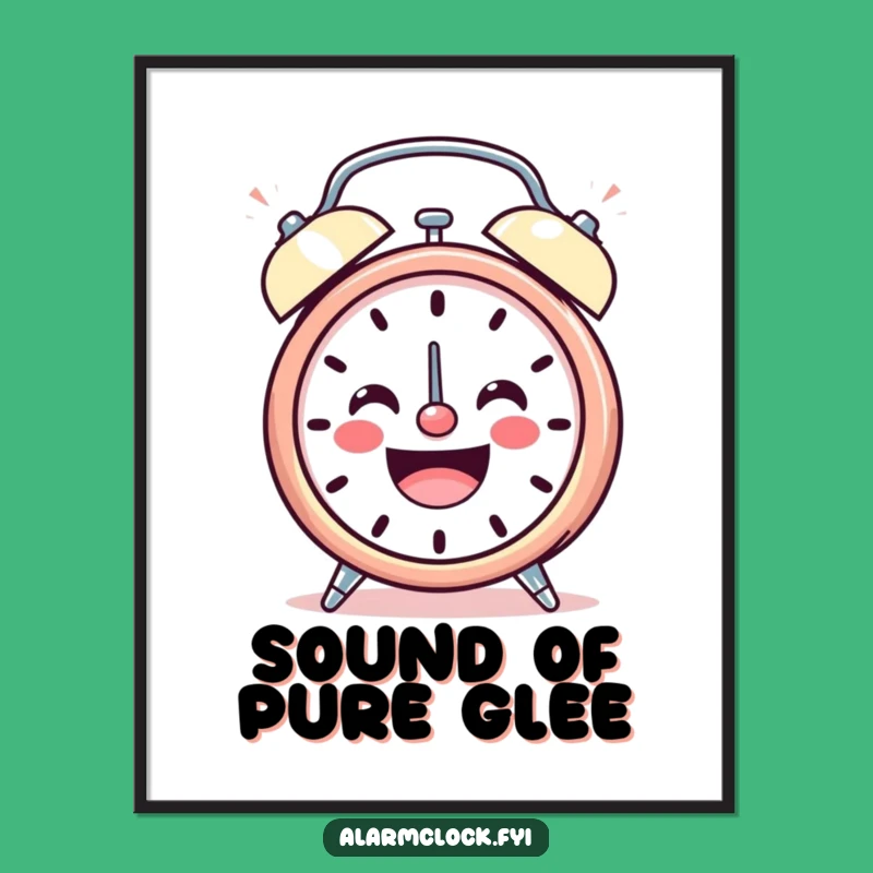 Funny Cheerful Alarm Clock Poster, Happy Ringing Art, Joyful Wall Decor