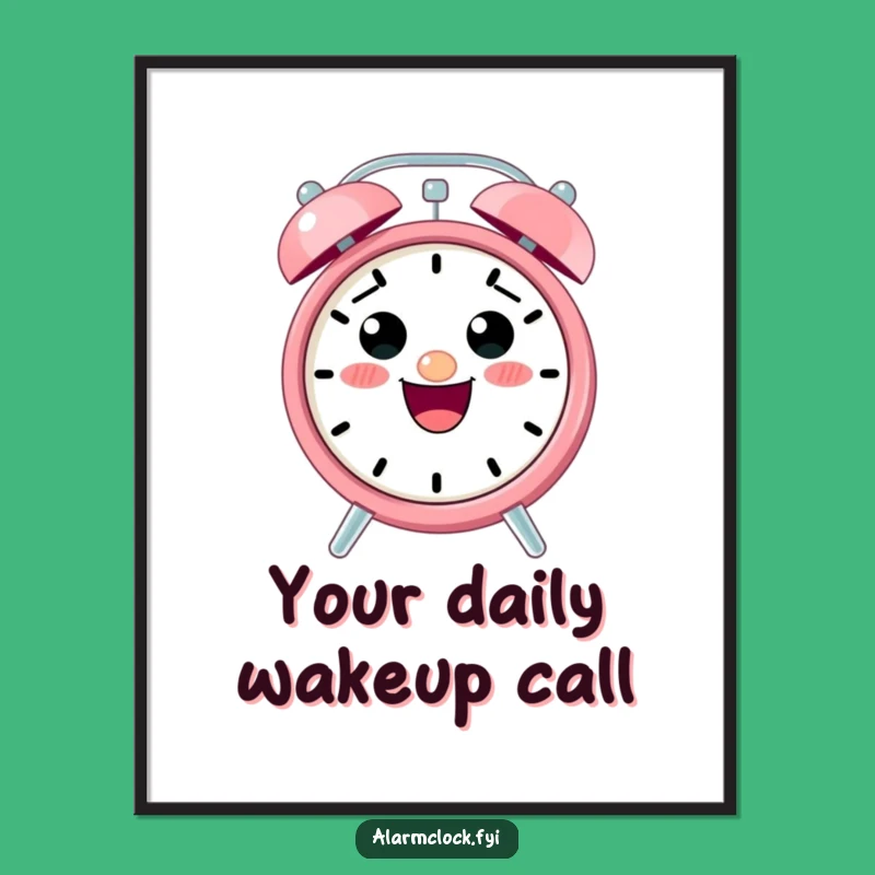 Funny Alarm Clock Poster: Excited Character Art for a Joyful, Humorous Room!