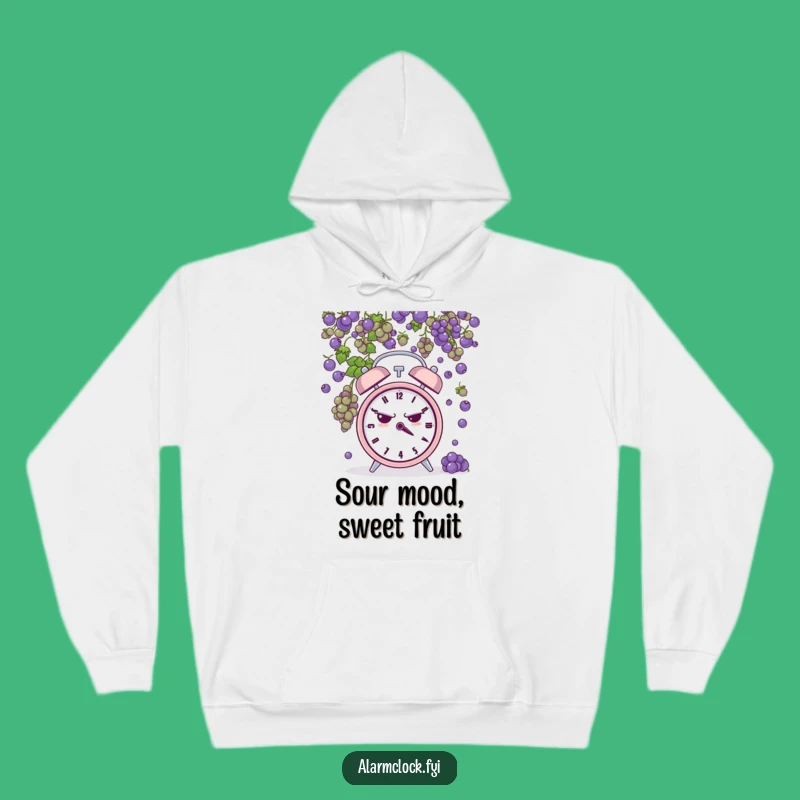 Funny Grumpy Clock Grape Shower Hoodie - Cozy and Hilarious 'Bad Mood' Gift