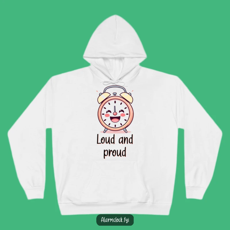 Funny Happy Alarm Clock Hoodie, Cozy Cheerful Character, Warm Joyful Gift