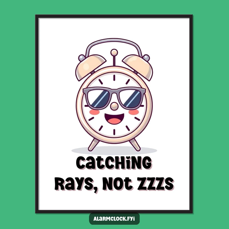 Funny Free Printable Wall Art: Cheerful Alarm Clock, Sunny Cool Decor