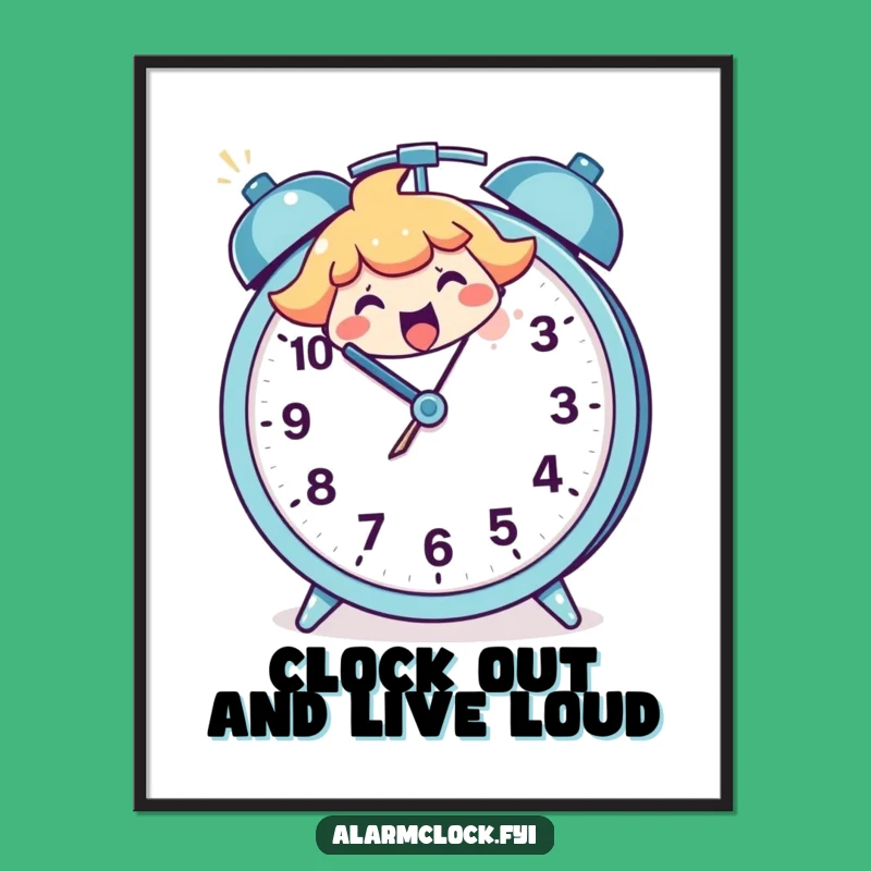 Free Printable Wall Art Happy Character Smashes Alarm Clock Downloadable Gift