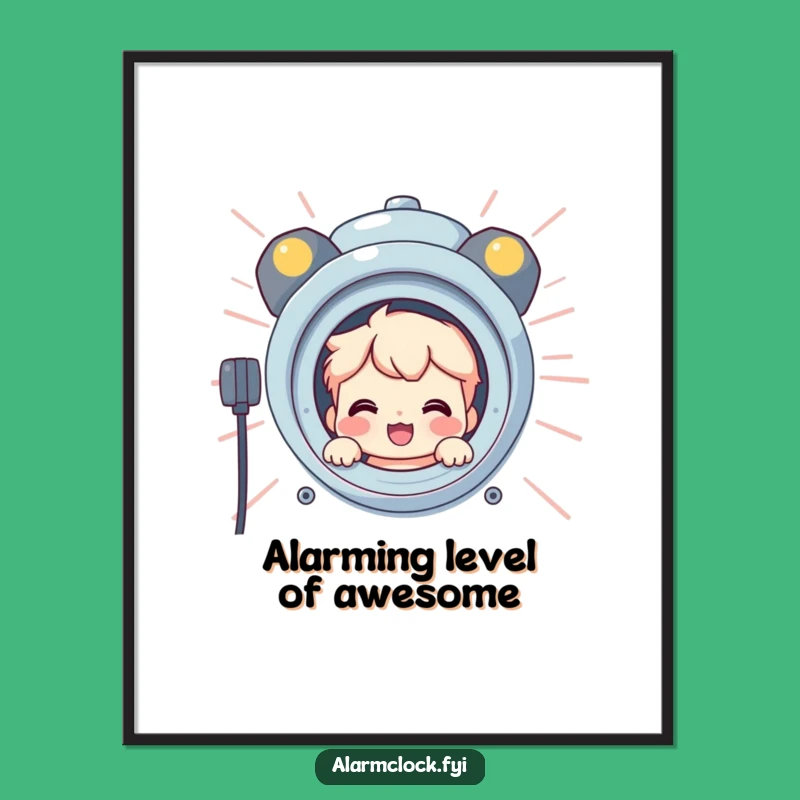 Free Printable Wall Art: Peeking Alarm Character, Hilarious Downloadable Art for Walls