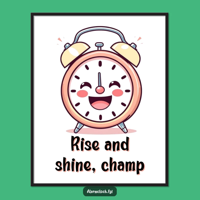 Funny Free Printable Wall Art: Cheerful Alarm Clock - Energetic Downloadable Decor
