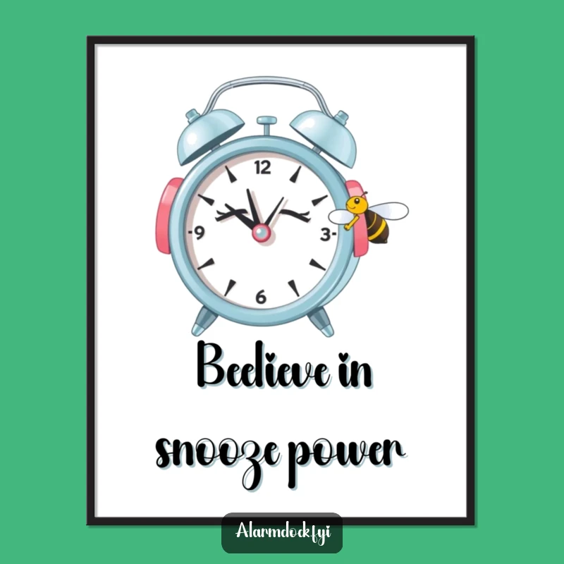 Funny Free Printable Wall Art: Sleepy Clock Ignoring Bee - Humorous Downloadable Decor