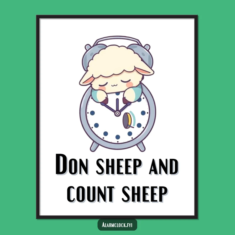 Funny Free Printable Wall Art: Sleepy Sheep Alarm Clock Snooze Decor