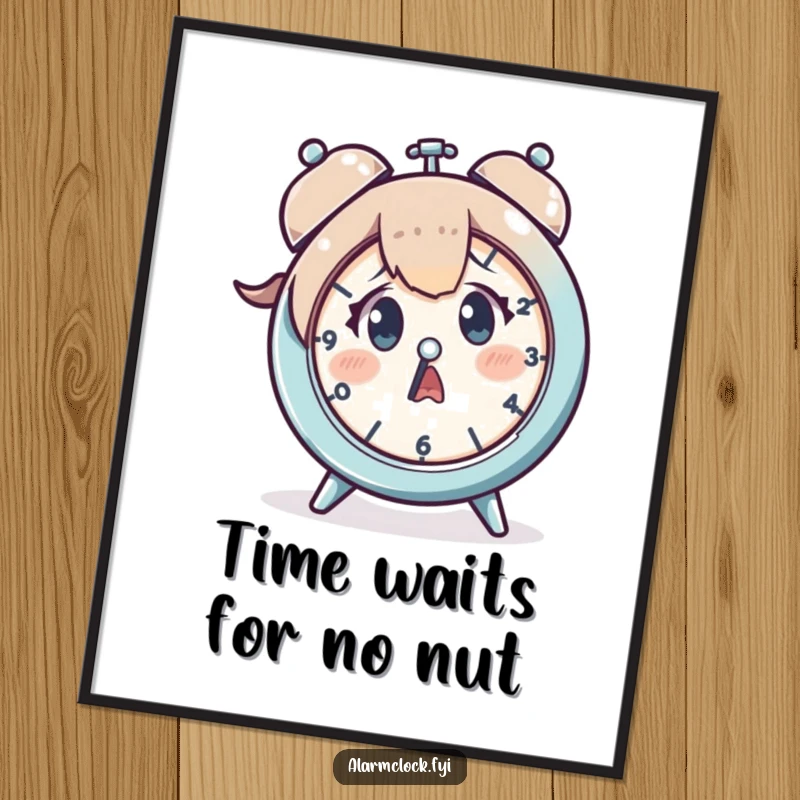 Funny Free Printable Wall Art: Startled character staring at a clock, classic meme humor, perfect for any room, downloadable.