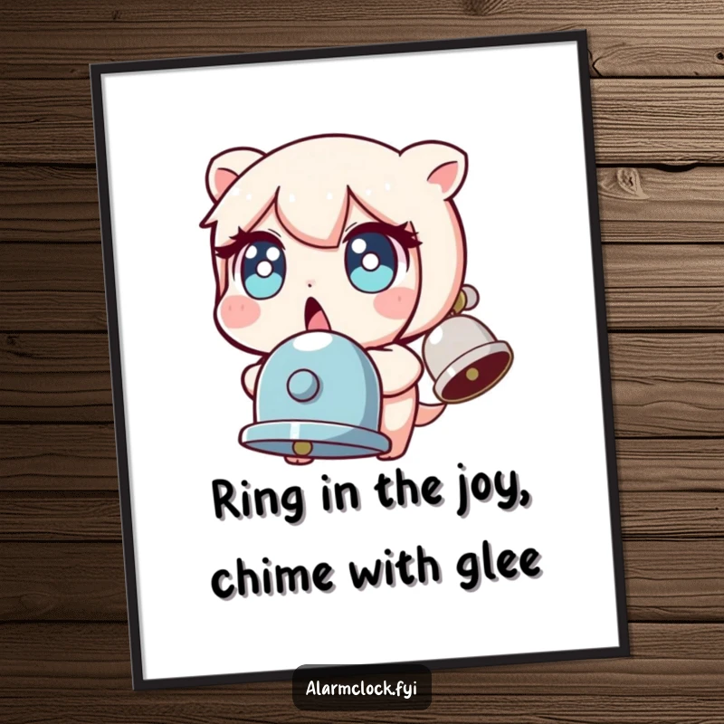 Funny Free Printable Wall Art: a wide-eyed character is comically surprised by a loud, ringing bell.