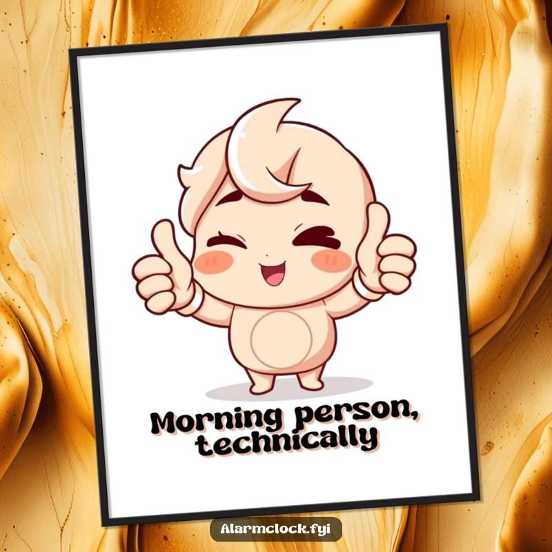 Funny Free Printable Wall Art of a character winking and giving a double thumbs up, cheerfully acknowledging a new day.