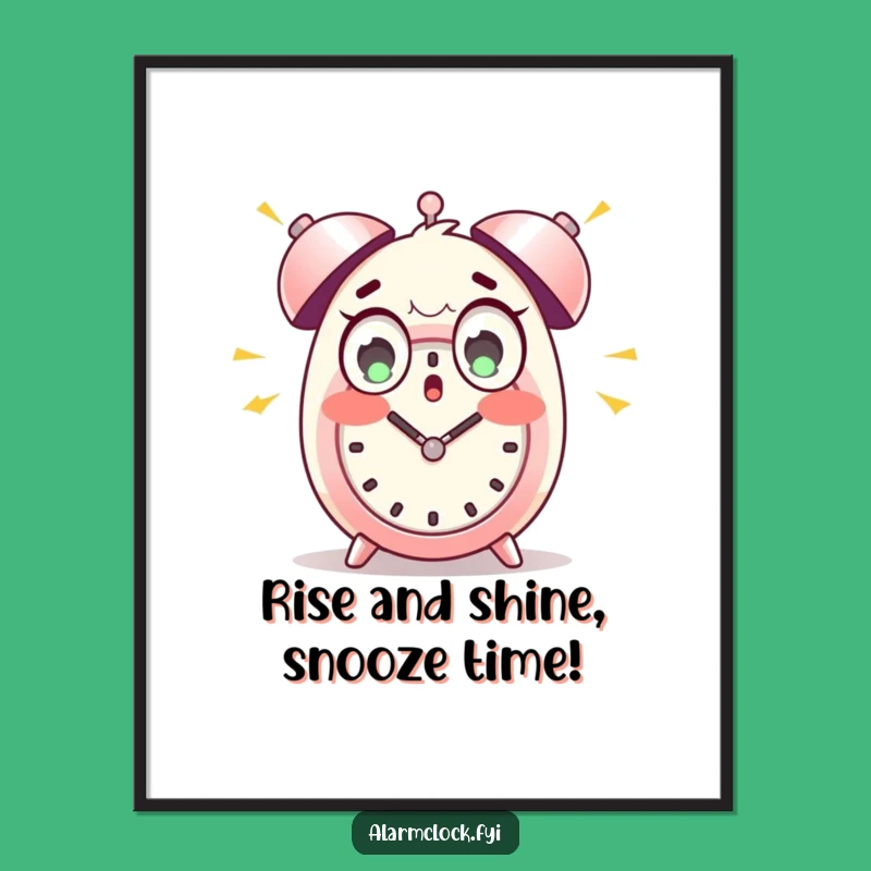 Free Printable Wall Art: Startled Character, Alarm Clock Chaos, Funny Downloadable Poster