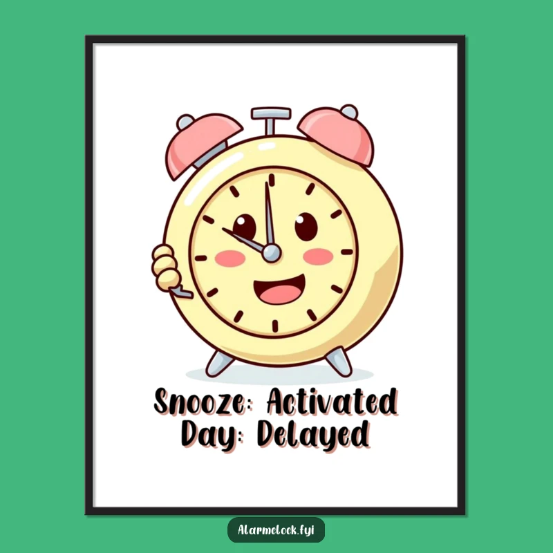Funny Free Printable Wall Art: Snooze Clock Character Quirky Downloadable Decor