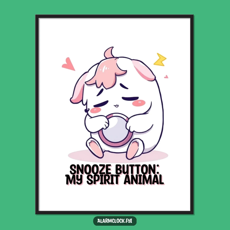 Free Printable Funny Wall Art: Sleepy Character Snooze Button Humor Downloadable Decor