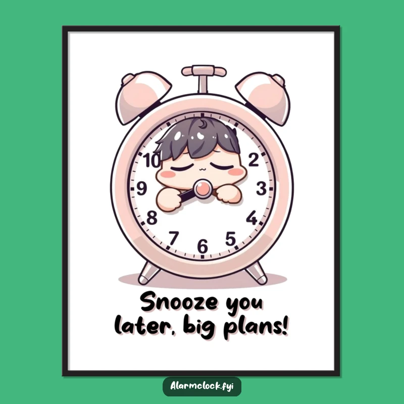 Free Printable Wall Art: Sleepy Character, Snooze Button Meme, Funny Downloadable Poster