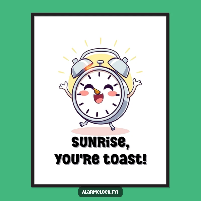 Funny Free Printable Wall Art: Dancing Alarm Clock - Joyful Downloadable Decor