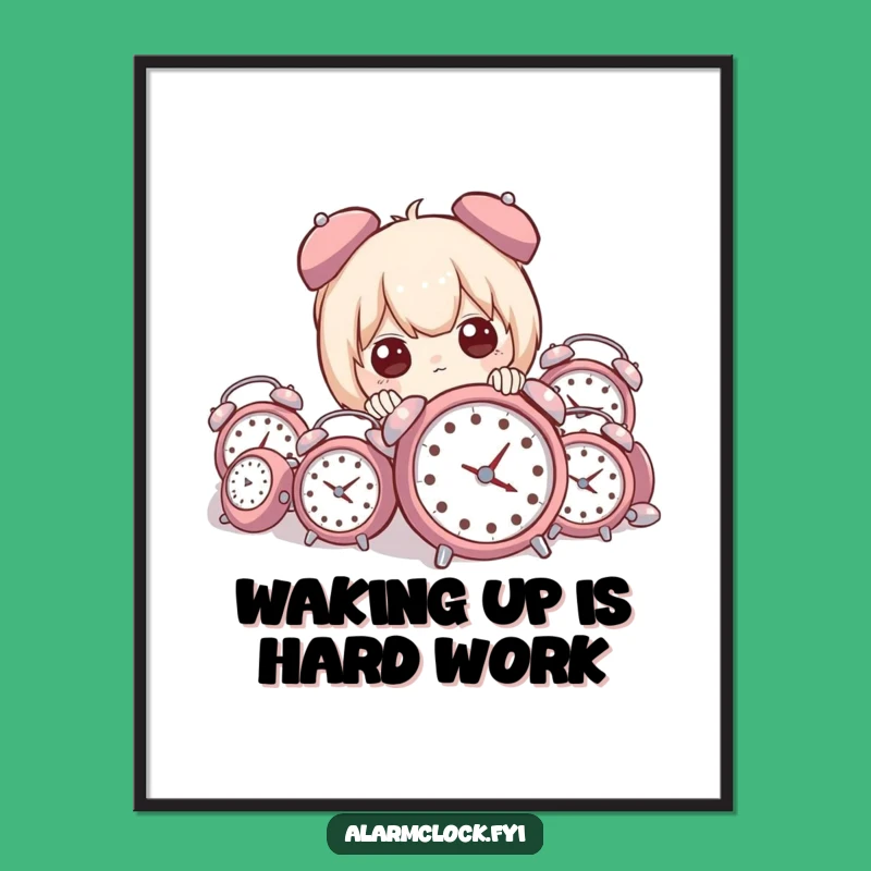 Funny Free Printable Wall Art: Alarm Clock Character Peeking Art