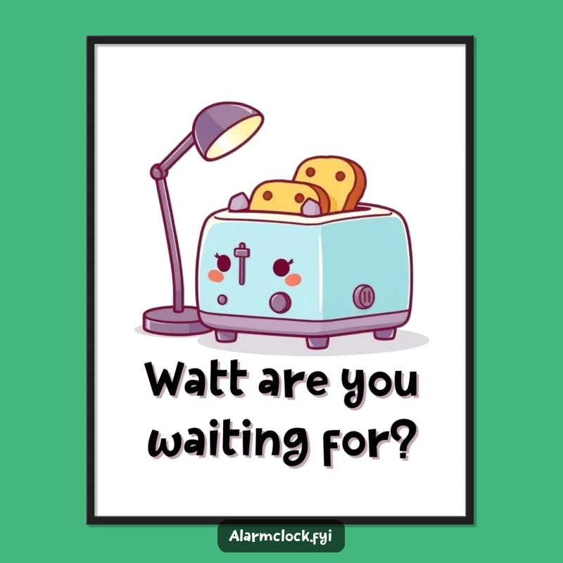 Funny Free Printable Wall Art: Cheerful Toaster Desk Lamp Toasting Decor