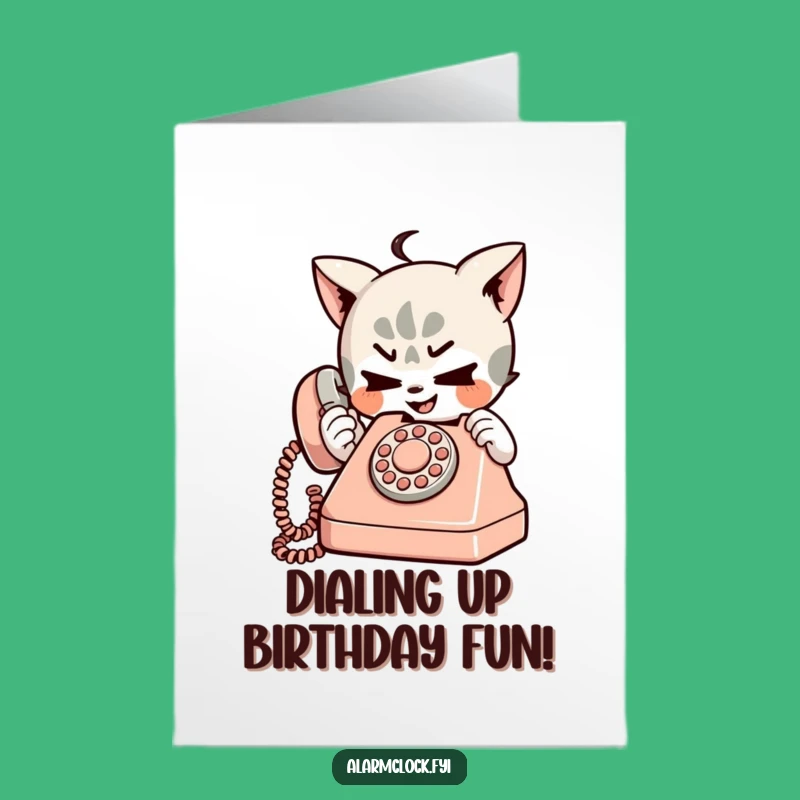 Free Printable Birthday Card Mischievous Character Retro Phone Downloadable Gift