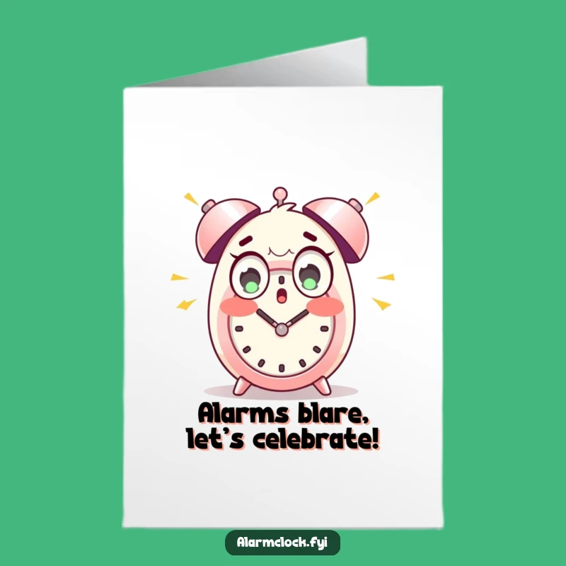 Free Printable Birthday Card: Startled Character, Loud Alarm Clock Humor, Funny Downloadable Gift