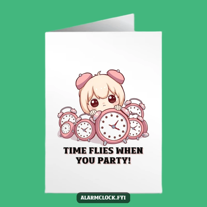 Free Printable Birthday Card: Funny Alarm Clock Character Peeking Printable Gift