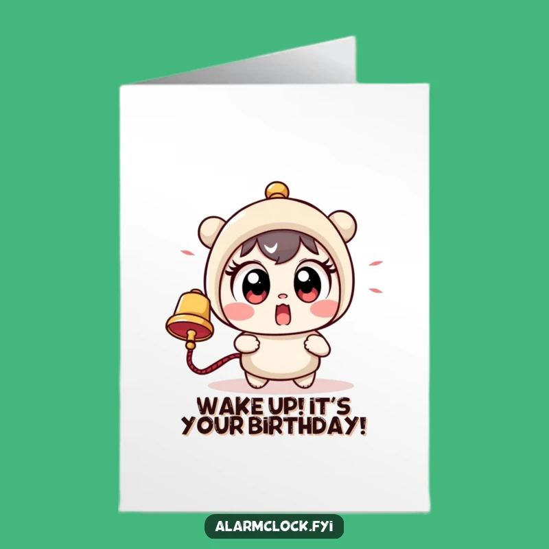 Free Printable Birthday Card Funny Cute Character Startled by Bell Downloadable Gift