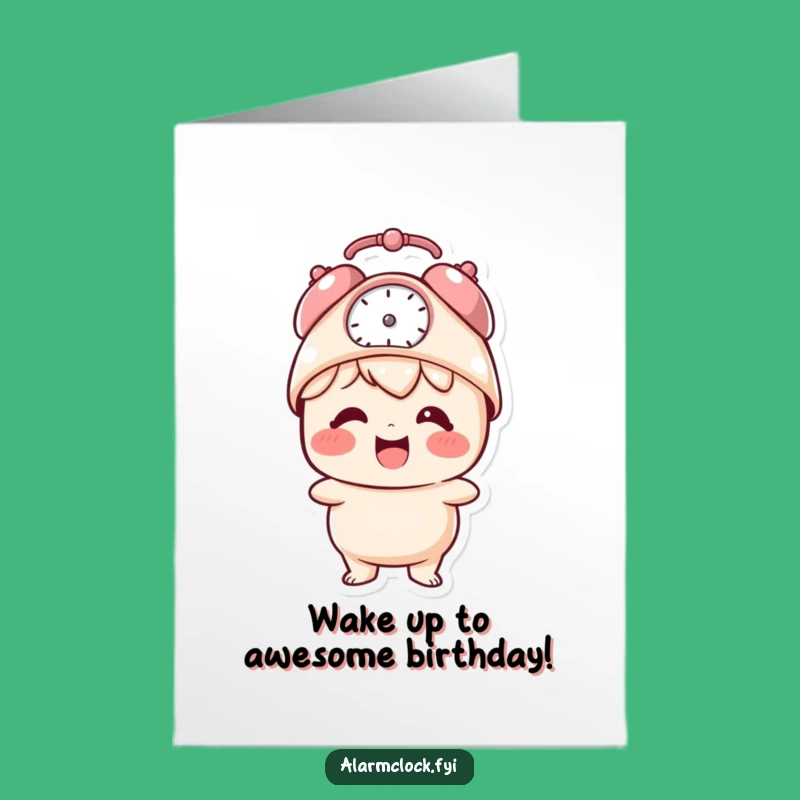 Free Printable Funny Birthday Card: Giggling Clock Hat Character Downloadable Gift
