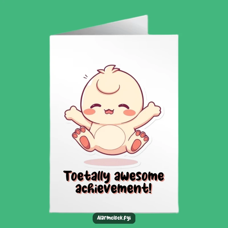 Free Printable Congrats Card: Wiggling Toes Character Joyful Dance Funny Downloadable Gift