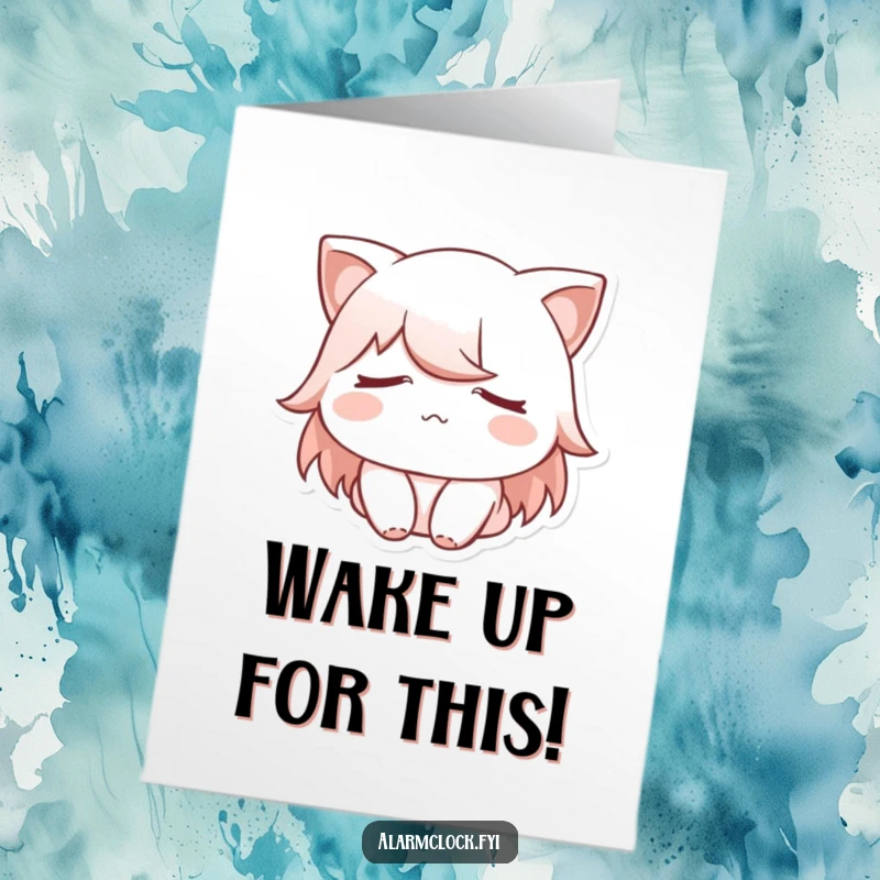 Funny Free Printable Congratulations Card: Sleepy character hiding eyes, a meme for celebrating with minimal effort, downloadable.