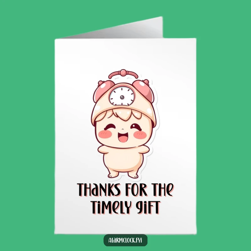 Free Printable Thank You Card: Giggling Clock Hat Character Downloadable Gift