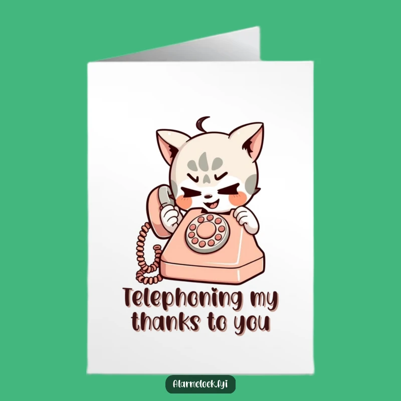 Free Printable Thank You Card Mischievous Character Retro Phone Downloadable Gift