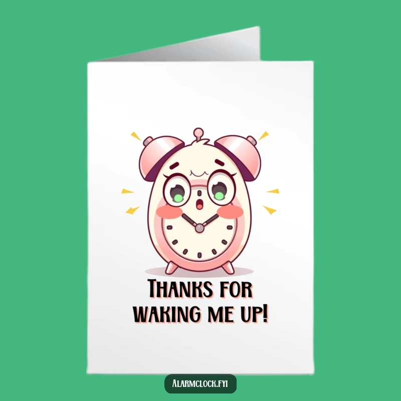 Free Printable Thank You Card: Startled Character, Alarm Clock Surprise, Memorable Downloadable Gift