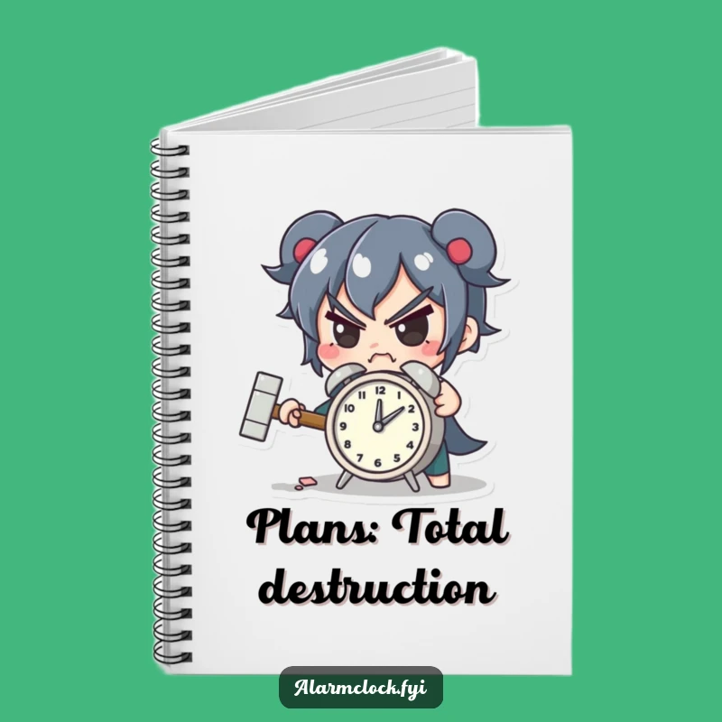 Funny Smashing Alarm Notebook - Determined Character Journal Gift