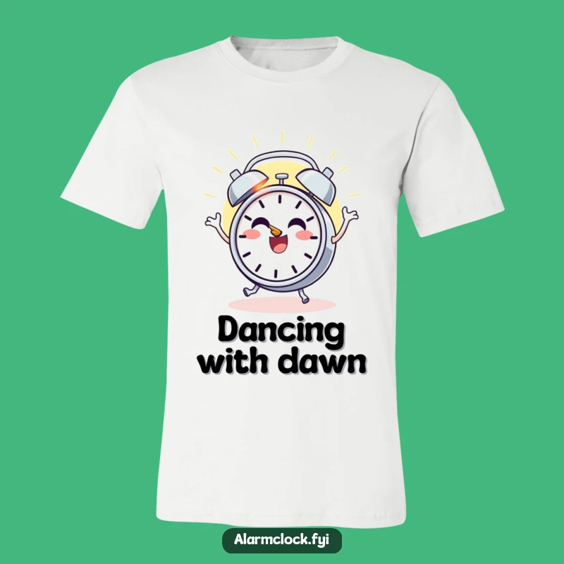 Funny Dancing Clock T-Shirt, Joyful Sunrise Character, Happy Morning Tee