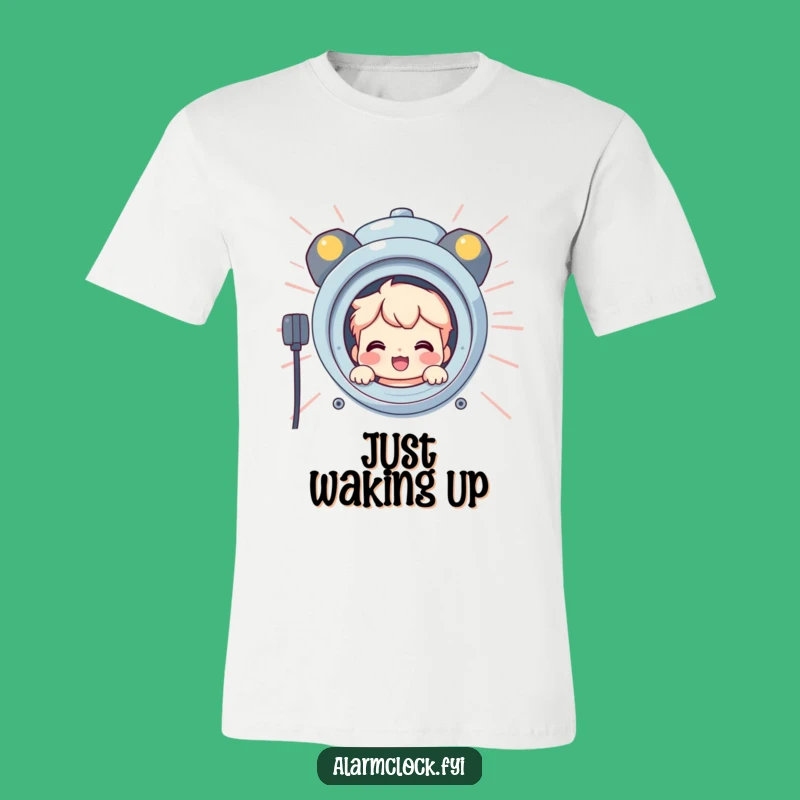 Funny Sneaky Alarm T-Shirt: Character Peeks, Ideal Funny Gift