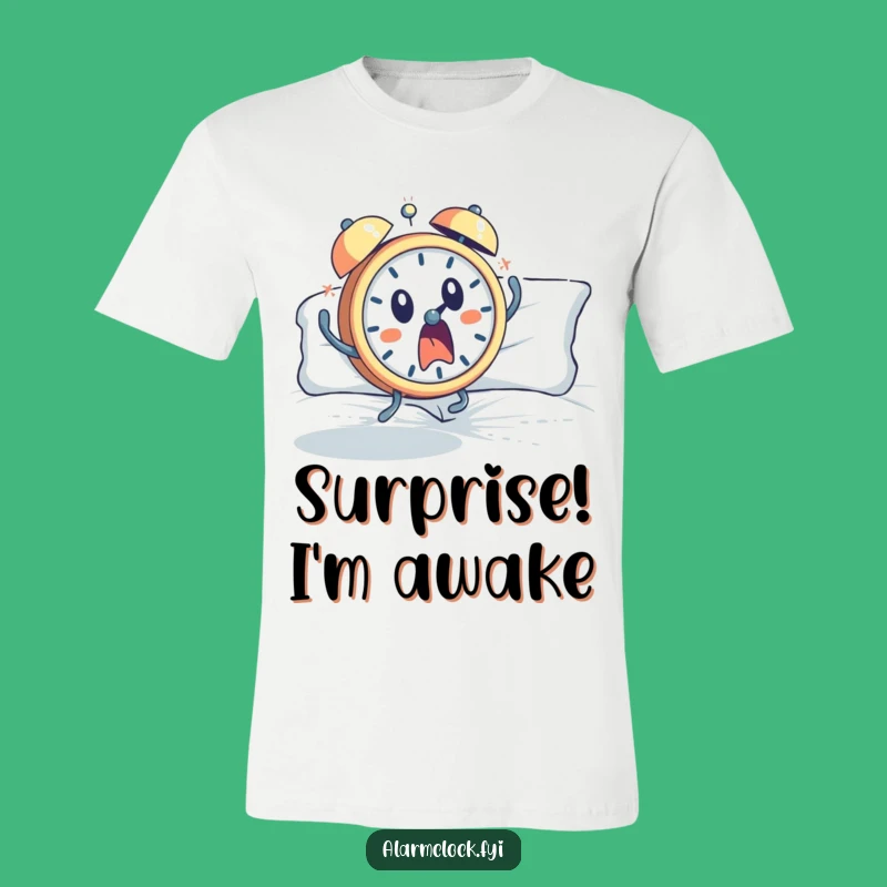 Funny Startled Alarm Clock T-Shirt: Capture Morning Surprise with Humor
