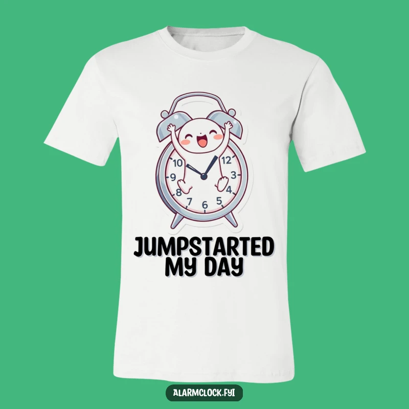 Funny Leaping Character Alarm Clock T-Shirt - Morning Energy Tee, Great Funny Gift