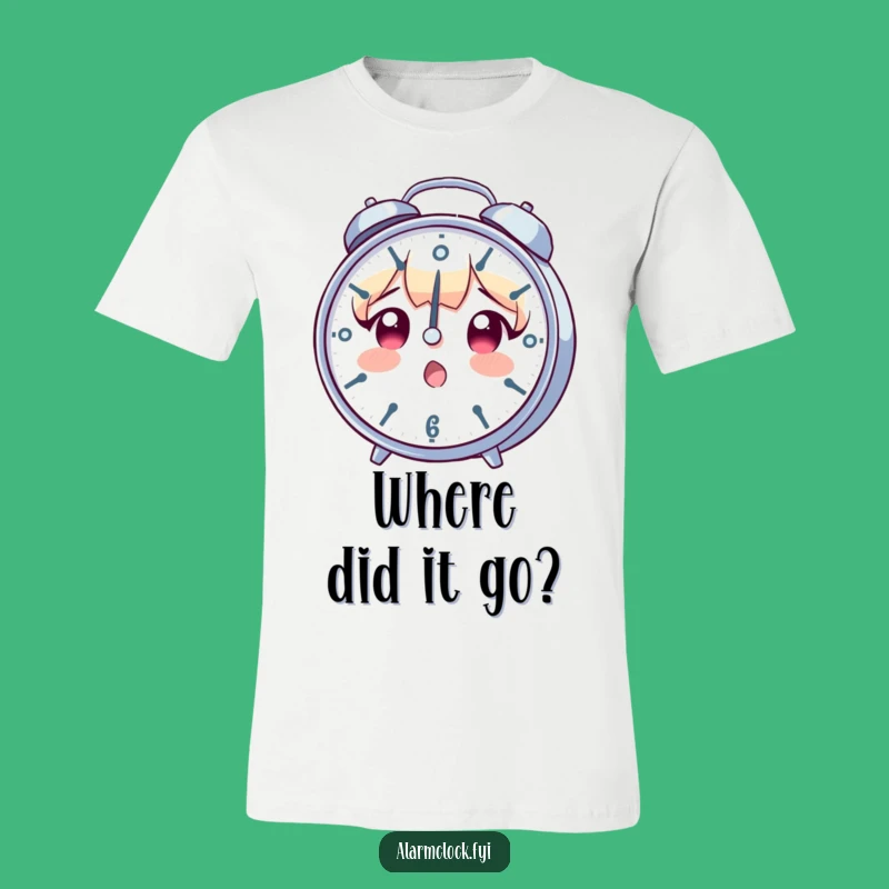 Funny Surprised Clock Character T-Shirt - Hilarious Gift for the Time-Challenged