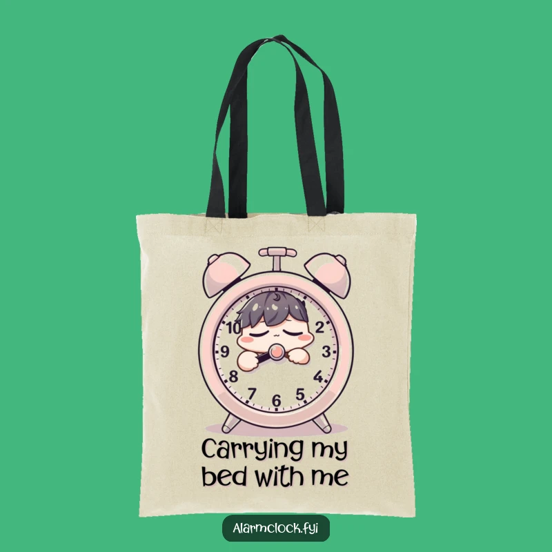 Funny Snooze Button Tote Bag - Sleepy Character Carry-All Gift