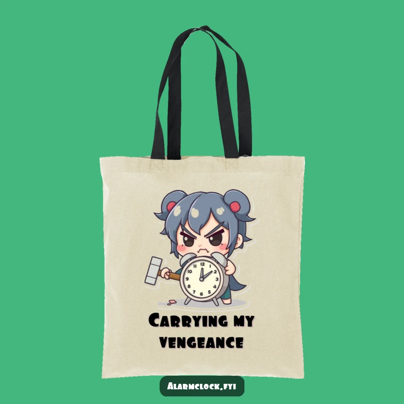 Funny Smashing Alarm Tote Bag - Determined Character Carry-All Gift