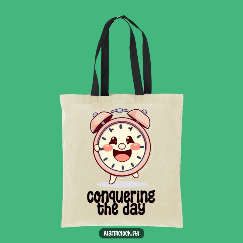 Funny Morning Battle Tote Bag: Character vs. Alarm, Practical Funny Gift