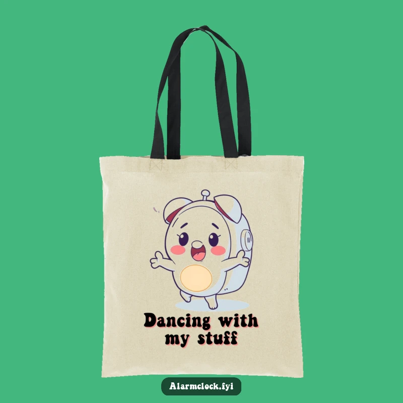 Funny Happy Character Dancing Alarm Tote Bag, Stylish Humorous Gift for Music Fans