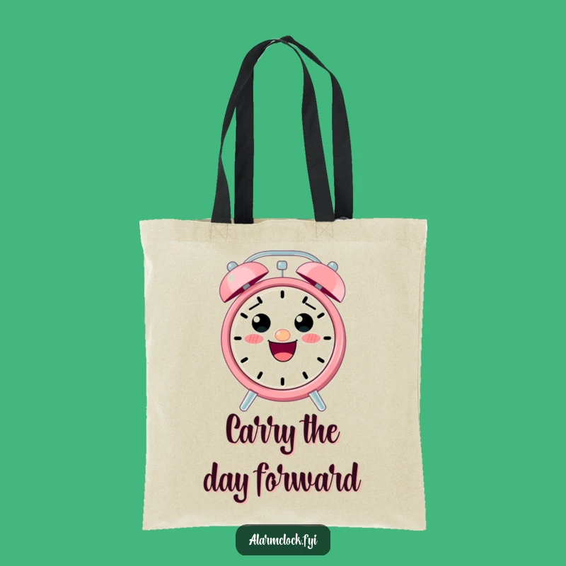 Funny Alarm Clock Tote Bag: Excited Character for Your Hilarious Shopping Haul!