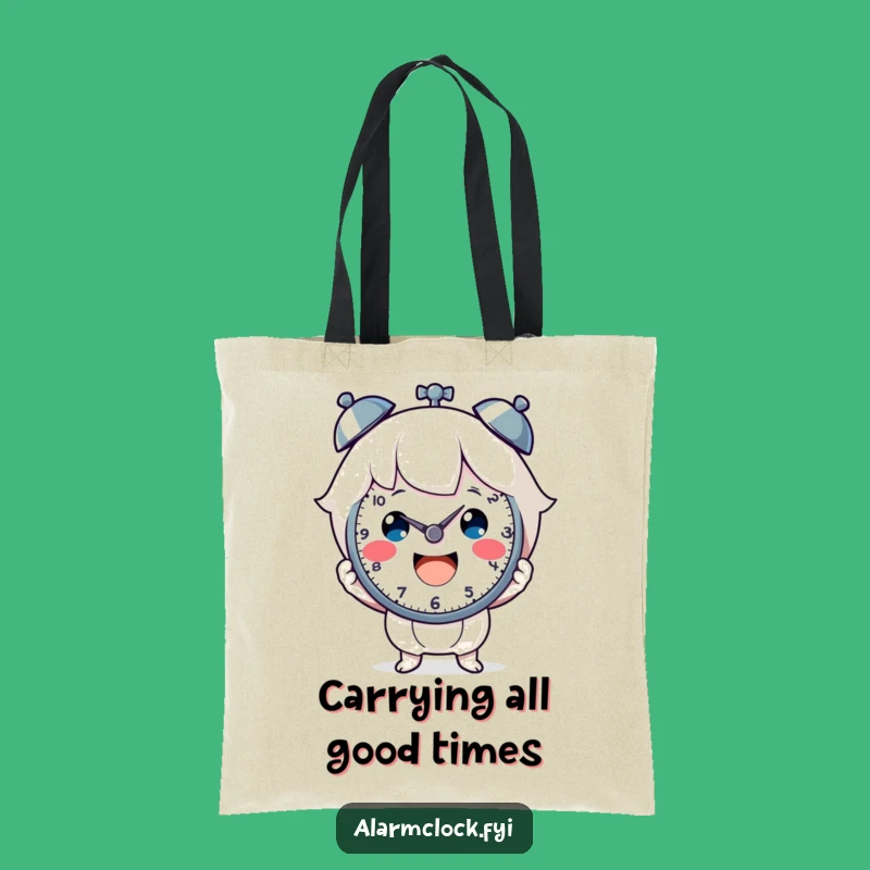 Funny Cheerful Clock Holder Tote Bag: Carry Joy and Time Everywhere!