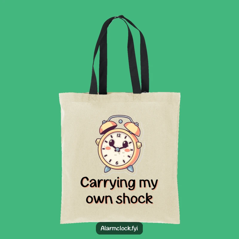 Funny Leaping Clock Tote Bag, Cute Surprise Character, Everyday Humorous Carryall