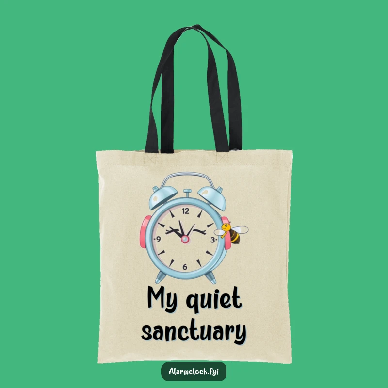 Funny Sleepy Alarm Clock Bee Tote Bag - Chic and Hilarious 'Quiet Please' Bag