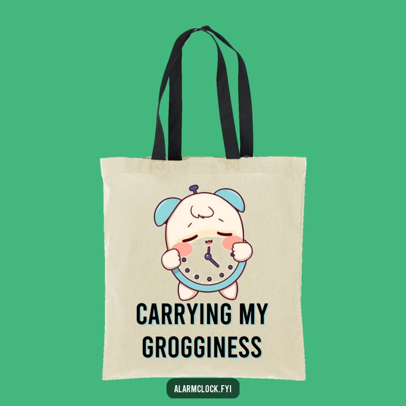 Funny Sleepy Character Tote Bag - Groggily Slapping Alarm Clock Essential
